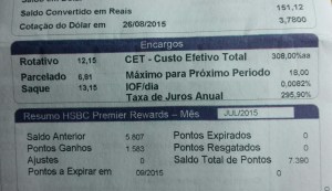 Cartão visa juros